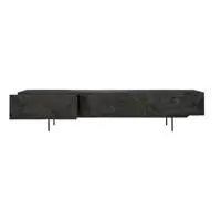 Varnished Teak Graphic Black Tv Unit Two Drawer